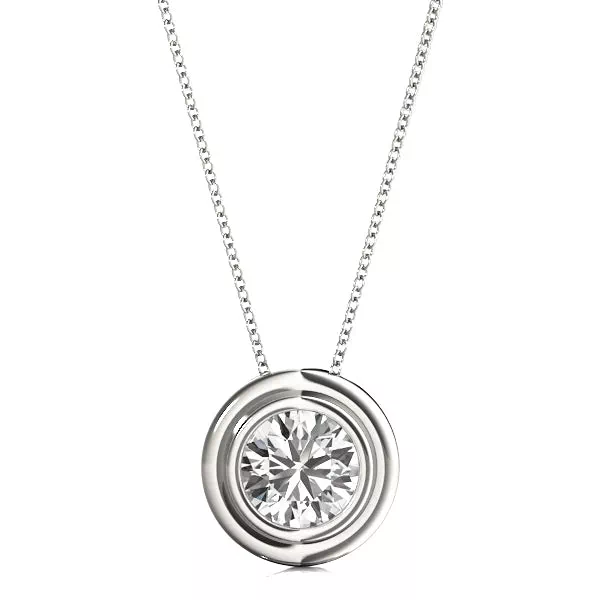Round Diamond Solitaire Fluted Bezel Necklace (1 ct. tw.)